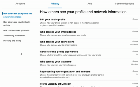 Linkedin Settings
